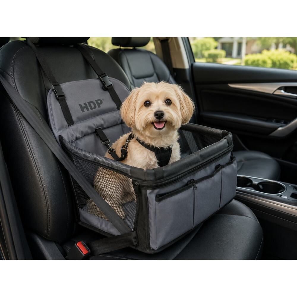 Booster Seat Dog Car Carrier Gray Black Travel Pet Seat 17x13